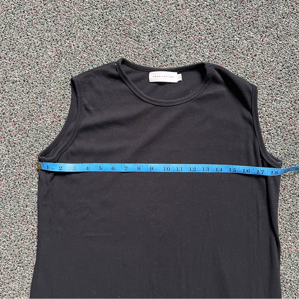 Modest Black Ribbed Stretchy Sleeveless Layering Round High Neck Maxi Midi Dress - Picture 14 of 16